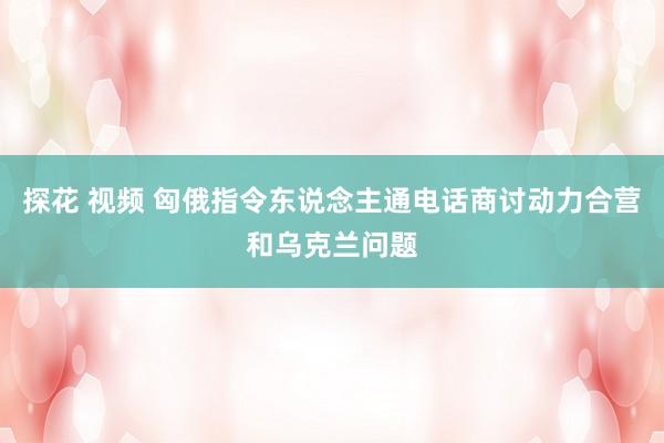 探花 视频 匈俄指令东说念主通电话商讨动力合营和乌克兰问题