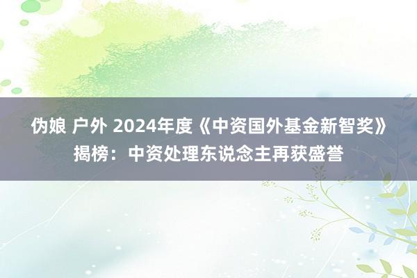 伪娘 户外 2024年度《中资国外基金新智奖》揭榜：中资处理东说念主再获盛誉