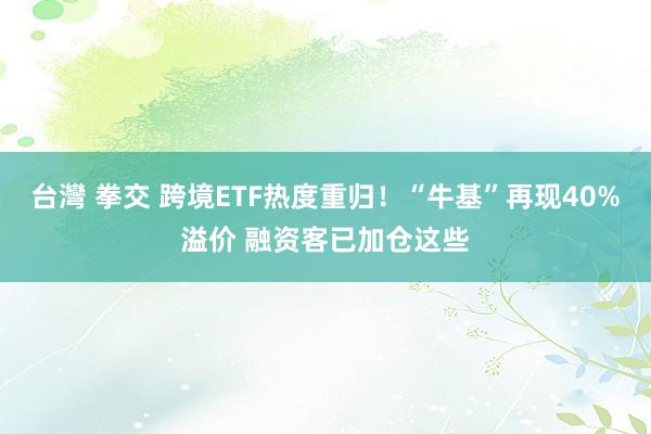 台灣 拳交 跨境ETF热度重归！“牛基”再现40%溢价 融资客已加仓这些
