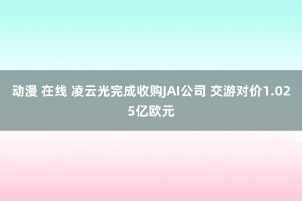 动漫 在线 凌云光完成收购JAI公司 交游对价1.025亿欧元