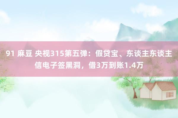 91 麻豆 央视315第五弹：假贷宝、东谈主东谈主信电子签黑洞，借3万到账1.4万