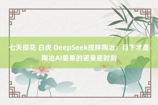 七天探花 白虎 DeepSeek搅拌陶冶：目下才是陶冶AI委果的诺曼底时刻