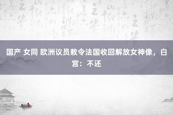 国产 女同 欧洲议员敕令法国收回解放女神像，白宫：不还