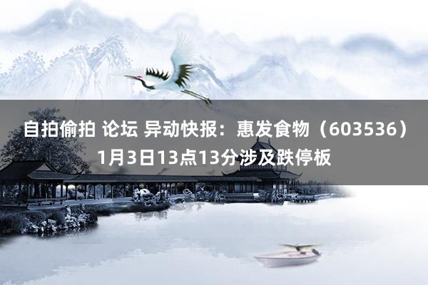 自拍偷拍 论坛 异动快报：惠发食物（603536）1月3日13点13分涉及跌停板