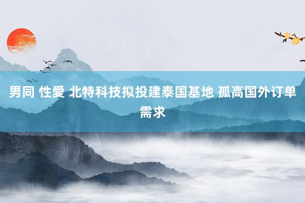 男同 性愛 北特科技拟投建泰国基地 孤高国外订单需求