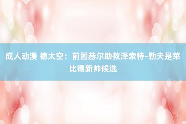 成人动漫 德太空：前图赫尔助教泽索特-勒夫是莱比锡新帅候选