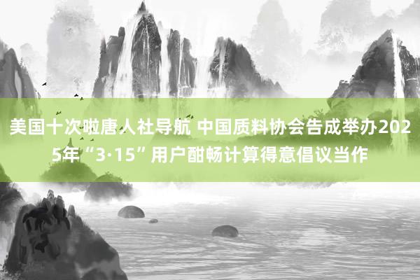 美国十次啦唐人社导航 中国质料协会告成举办2025年“3·15”用户酣畅计算得意倡议当作
