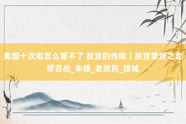 美国十次啦怎么看不了 故宫的传闻丨故宫肇端之龙孽苦战_朱棣_老庶民_建城