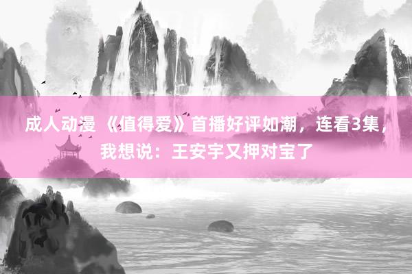 成人动漫 《值得爱》首播好评如潮，连看3集，我想说：王安宇又押对宝了