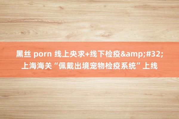 黑丝 porn 线上央求+线下检疫&#32;上海海关“佩戴出境宠物检疫系统”上线