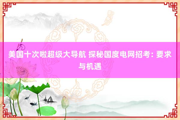 美国十次啦超级大导航 探秘国度电网招考: 要求与机遇