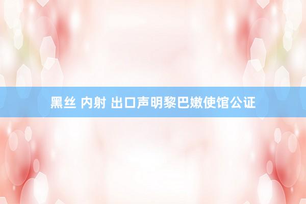 黑丝 内射 出口声明黎巴嫩使馆公证