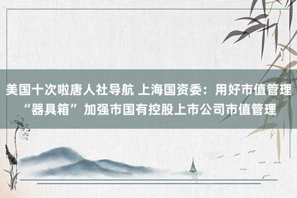 美国十次啦唐人社导航 上海国资委：用好市值管理“器具箱” 加强市国有控股上市公司市值管理