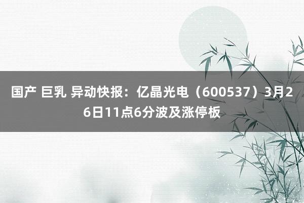 国产 巨乳 异动快报：亿晶光电（600537）3月26日11点6分波及涨停板