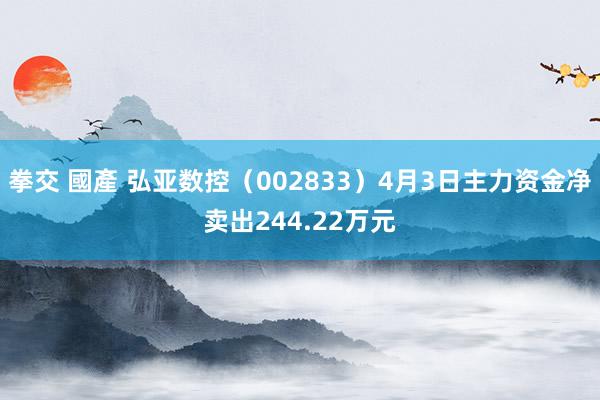 拳交 國產 弘亚数控（002833）4月3日主力资金净卖出244.22万元