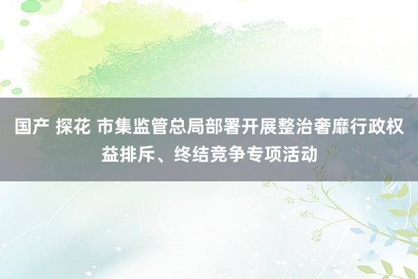 国产 探花 市集监管总局部署开展整治奢靡行政权益排斥、终结竞争专项活动