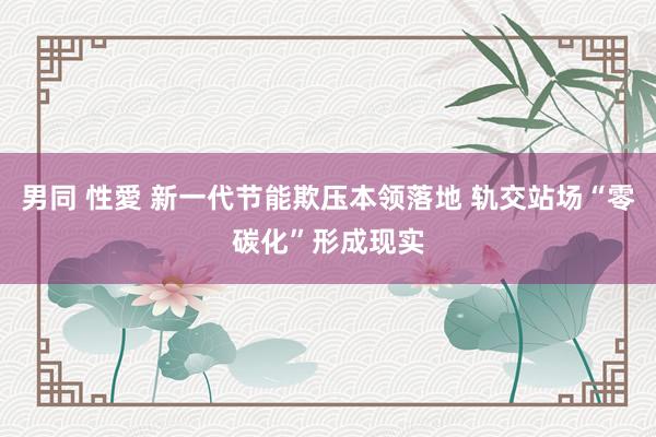 男同 性愛 新一代节能欺压本领落地 轨交站场“零碳化”形成现实