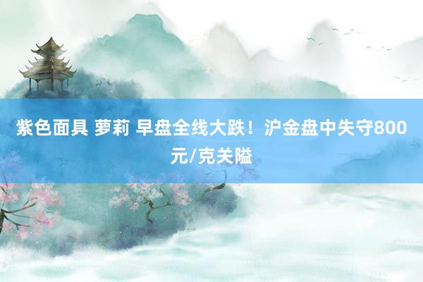 紫色面具 萝莉 早盘全线大跌！沪金盘中失守800元/克关隘