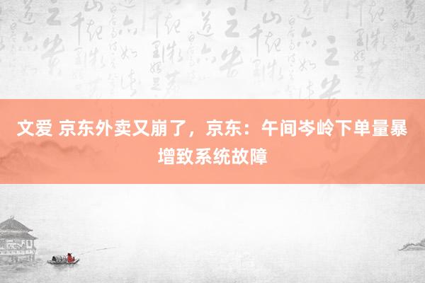 文爱 京东外卖又崩了，京东：午间岑岭下单量暴增致系统故障
