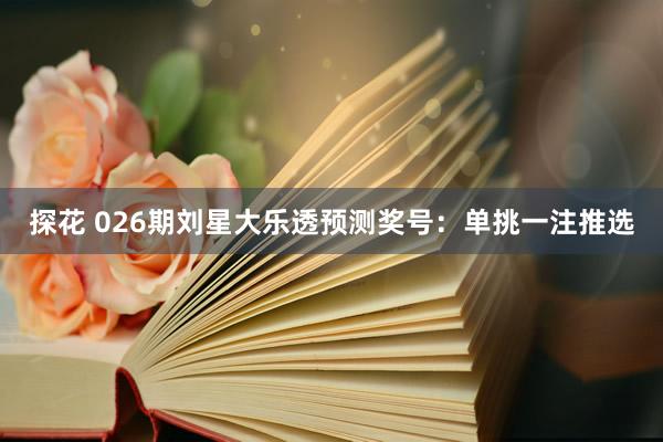 探花 026期刘星大乐透预测奖号：单挑一注推选
