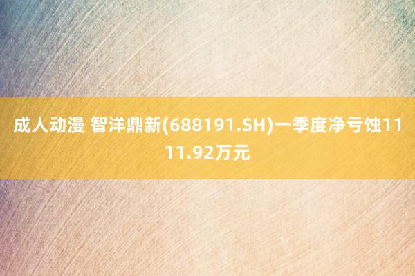 成人动漫 智洋鼎新(688191.SH)一季度净亏蚀1111.92万元